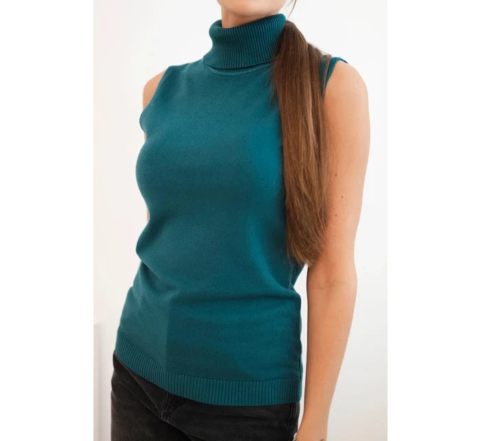 Dámská viskózová model 21407219 blůza s rolákem mořská - K-Fashion