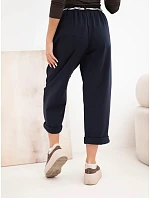 Kalhoty dámské z volné s vázáním model 22403075 - K-Fashion Kalhoty dámské z volné s vázáním model 22403075 - K-Fashion