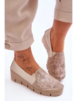 Kožené tenisky na klínku Maciejka 5814A-10 Béžová