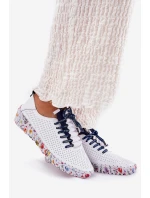 Kožené Polobotky Na Vzorované Platformě Artiker 52C1713 Bílo-Námořnické