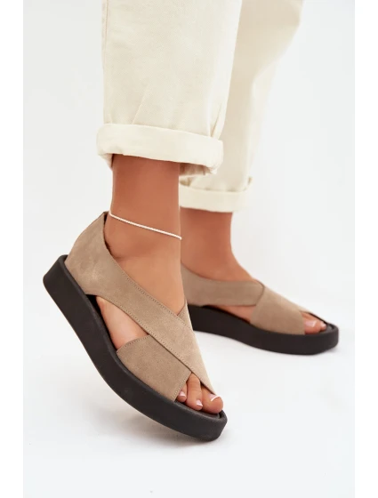 Dámské sandály Zazoo 3196 z přírodního semiše Béžové