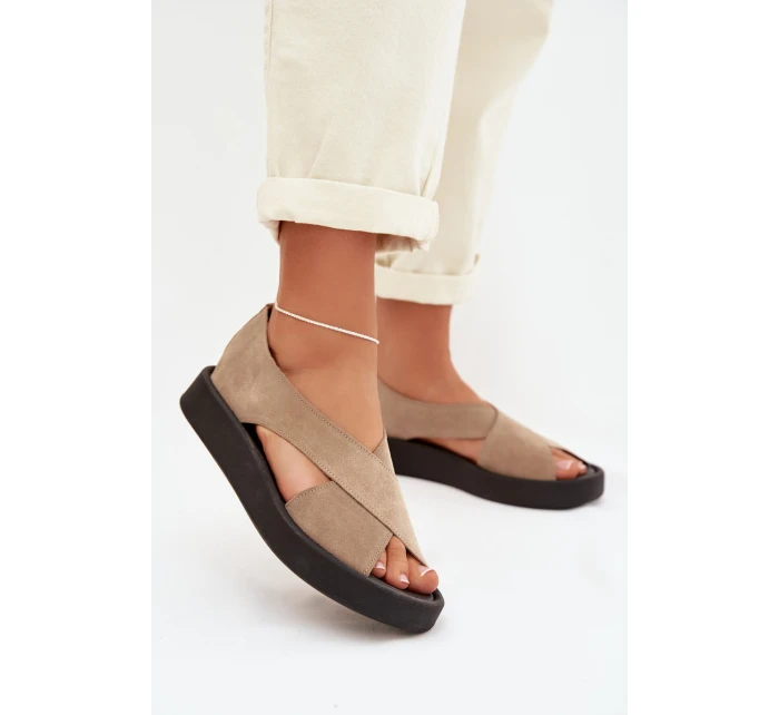 Dámské sandály Zazoo 3196 z přírodního semiše Béžové