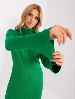 Zelené pletené šaty se zvonovými rukávy