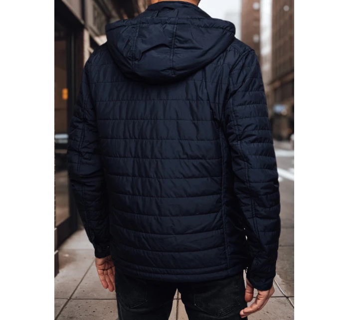 Pánská přechodná prošívaná bunda s kapucí tmavě modrá Dstreet TX4999