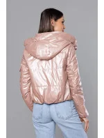 Krátká dámská bunda v perleťově růžové barvě (B8138-51) Krátká dámská bunda v perleťově růžové barvě (B8138-51)
