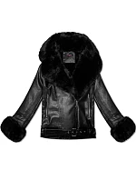 Černá dámská bunda ramoneska s límcem model 21486698 - ROMEE'S