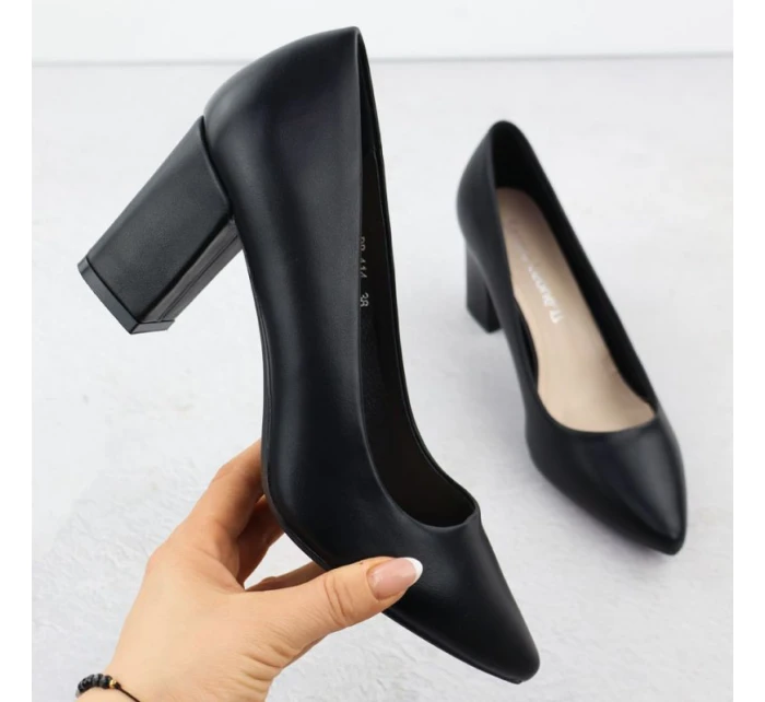 Dámské černé lodičky Sergio Leone s jehlovým podpatkem PB414