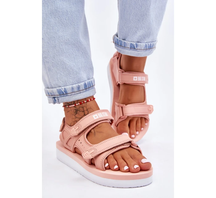 Dámské sportovní sandály na platformě Big Star LL274788 Růžové Dámské sportovní sandály na platformě Big Star LL274788 Růžové