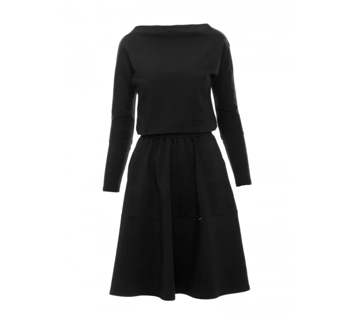B087 Šaty midi střihu - černé