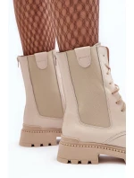 Kožené dámské pracovní boty šněrovací světle béžová Nicole Kožené dámské pracovní boty šněrovací světle béžová Nicole