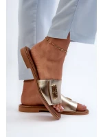 Zazoo Elegantní dámské kožené pantofle zlaté