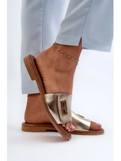 Zazoo Elegantní dámské kožené pantofle zlaté