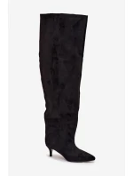 Dámské kozačky na jehlovém podpatku Ysolienne – černé Dámské kozačky na jehlovém podpatku Ysolienne – černé