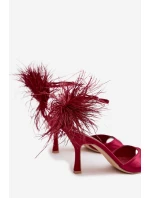 Sandály na podpatku s peřím Caelina – bordó Sandály na podpatku s peřím Caelina – bordó