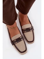 Dámské mokasíny / loafersy s ozdobným detailem – hnědo-béžové Evelora