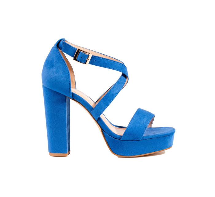 Luxusní dámské modré  sandály na jehlovém podpatku
