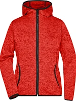 Daiber JN 588 Dámská pletená fleecová bunda s kapucí 02.0588 red melange/black