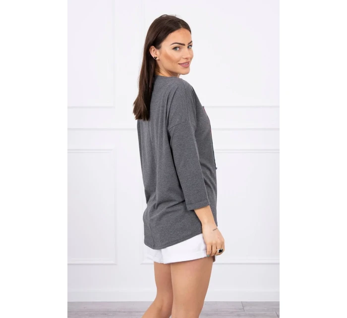 American Girl grafická halenka grafitová S/M - L/XL American Girl grafická halenka grafitová S/M - L/XL