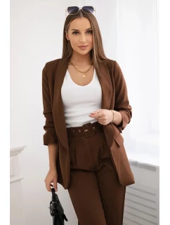 Elegantní souprava saka a kalhot mocca