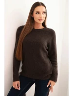 Svetr dámský z baby alpak s dlouhým rukávem hnědý