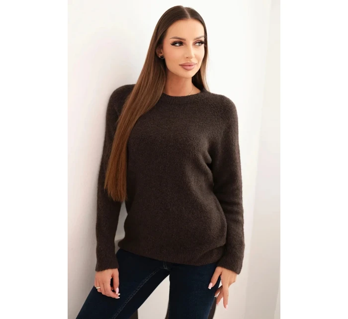 Svetr dámský z baby alpak s dlouhým rukávem hnědý