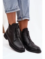 Kožené vyhřívané dámské kotníkové boty D&A MK52-026 Černé