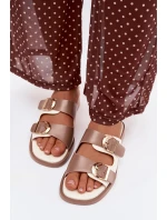 Dámské pantofle s zlatými sponami béžové model 21919181 - EVENTO Dámské pantofle s zlatými sponami béžové model 21919181 - EVENTO