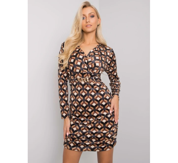 Šaty DHJ SK 12695.26P černá a béžová