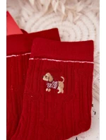 Dámské vánoční ponožky se srdíčky a pejskem – červené Dámské vánoční ponožky se srdíčky a pejskem – červené