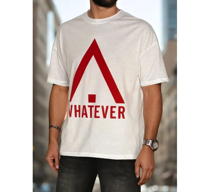 Pánské bílé tričko s potiskem FashionStreet RX5665 Pánské bílé tričko s potiskem FashionStreet RX5665