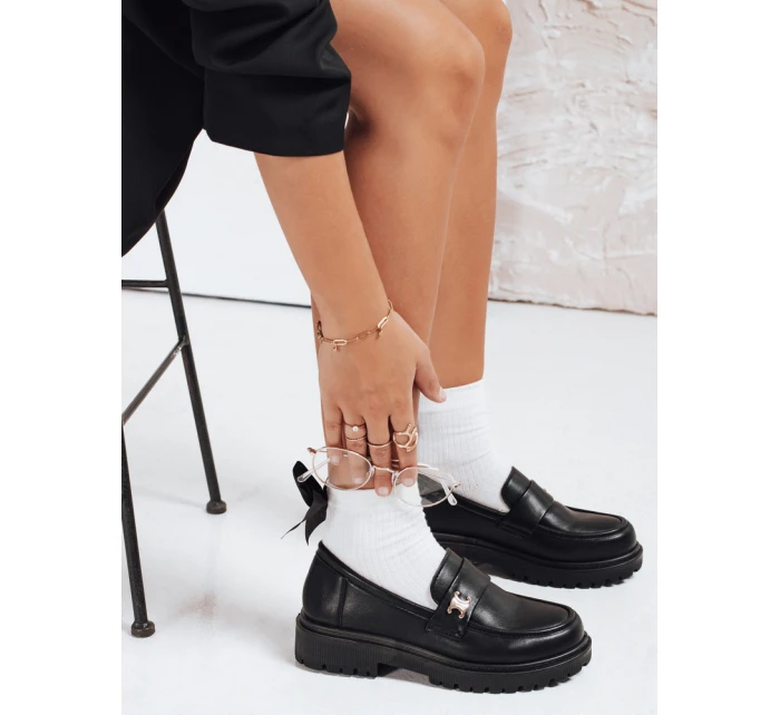 Dámské černé mokasíny FashionStreet ZY1122 Dámské černé mokasíny FashionStreet ZY1122