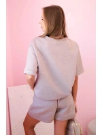 Dámská máslová souprava s šortkami s vysokým pasem béžový melír Dámská máslová souprava s šortkami s vysokým pasem béžový melír