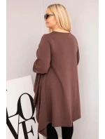 Dámská tunika Plus Size bavlněná s asymetrickým střihem hnědá Dámská tunika Plus Size bavlněná s asymetrickým střihem hnědá