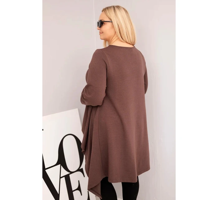 Dámská tunika Plus Size bavlněná s asymetrickým střihem hnědá Dámská tunika Plus Size bavlněná s asymetrickým střihem hnědá