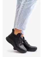 Zateplené Sportovní Kožené Boty Na Zip Černé Artiker 55C0041