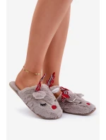 Vánoční Pantofle S Motivem Sobů Tmavě Béžové Sylaia Vánoční Pantofle S Motivem Sobů Tmavě Béžové Sylaia