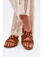 Dámské Sandály Na Plochém Podpatku Se Zlatými model 21702286 - Boto Dámské Sandály Na Plochém Podpatku Se Zlatými model 21702286 - Boto