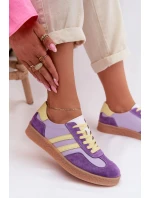 Kožené Dámské Tenisky LR61-7059 Fialové Kožené Dámské Tenisky LR61-7059 Fialové