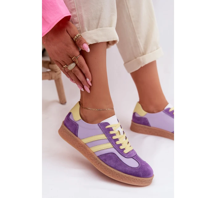 Kožené Dámské Tenisky LR61-7059 Fialové Kožené Dámské Tenisky LR61-7059 Fialové