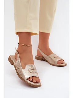 Ženské sandály Ploché S Ozdobou model 22133655 Zlaté - S.Barski