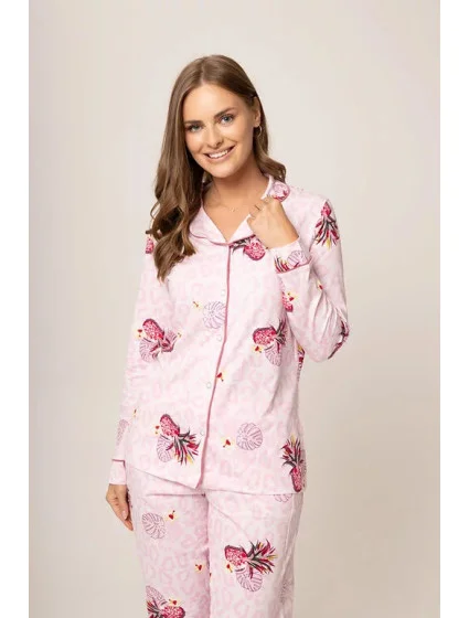 Dámské pyžamo model 19001986 růžová vzor - Karol Dámské pyžamo model 19001986 růžová vzor - Karol