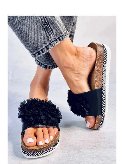 Dámské nazouváky / pantofle ZX6055-1 Černá s hnědou - Sweet Shoes Dámské nazouváky / pantofle ZX6055-1 Černá s hnědou - Sweet Shoes