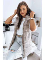 Dámská prošívaná vesta béžová  model 20182832 - Dstreet