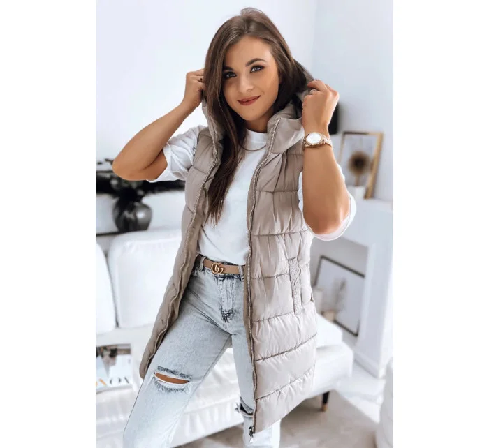 Dámská prošívaná vesta béžová  model 20182832 - Dstreet