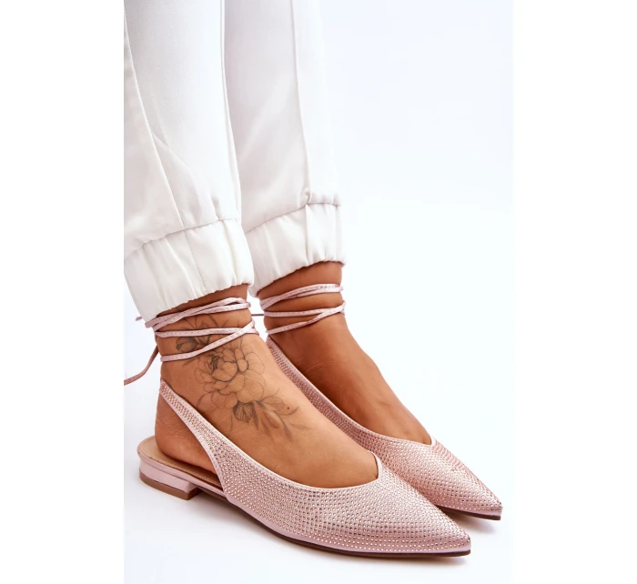 Dámské vázané baleríny s kamínky 6140 Béžová - Diamantique