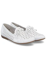 Dámské kožené prolamované mokasíny model 22063273 lehké pohodlné bílé barvy - Rieker