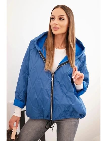 Dámská prošívaná bunda s kapucí džínová modrá
