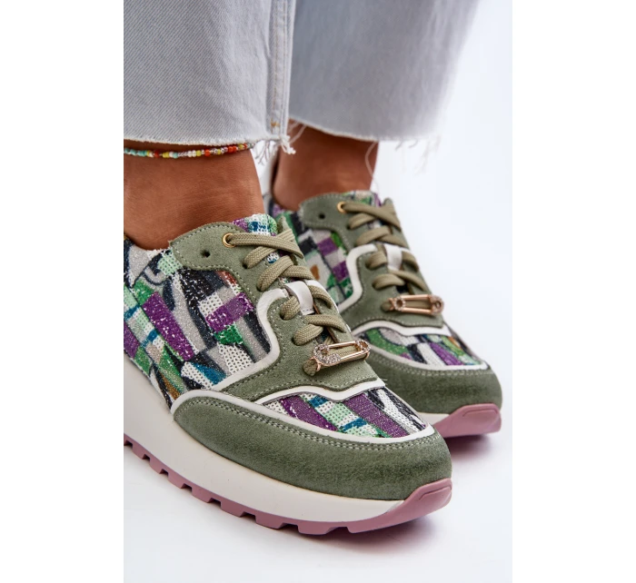 Dámské kožené tenisky na platformě Maciejka 06390-09 seledýnové