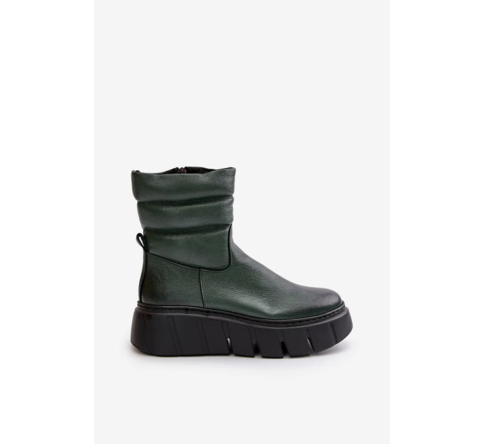 Dámské Kožené Boty Na Zip Zateplené  model 21669344 - Zazoo