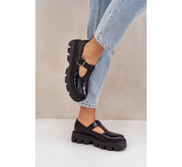 Lakované Kožené Polobotky S Přezkou Černé model 21683970 - Zazoo